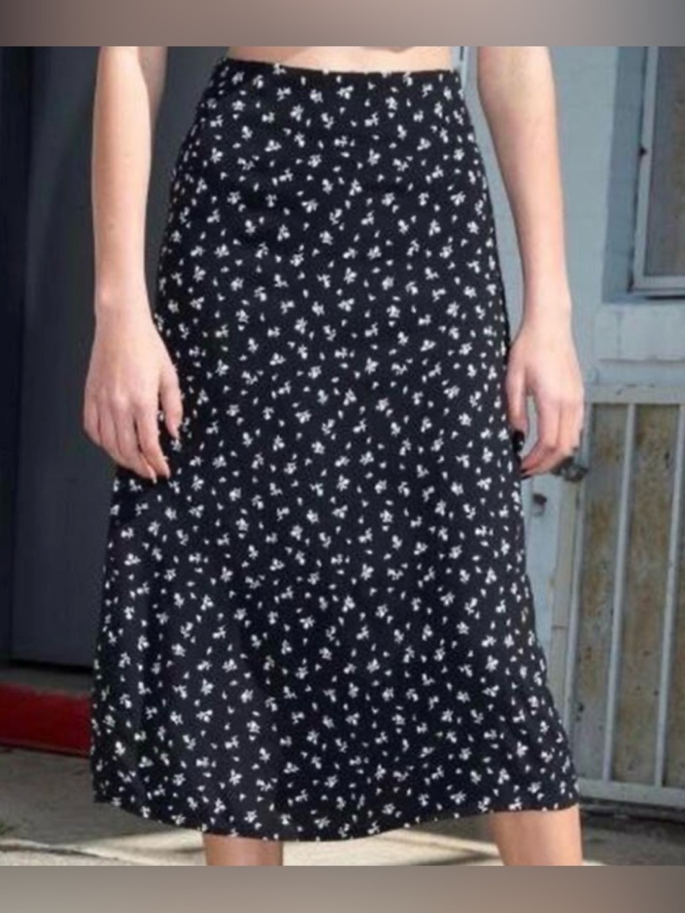 Brandy Melville black floral midi skirt
